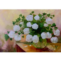 white flowers painting original art oil painting floral wall art 20 x28 large painting on canvas still life artwork