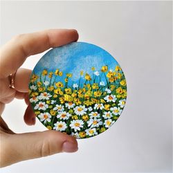 flower field landscape miniature painting fridge magnets