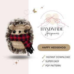 happy hedgehog amigurumi doll pattern for your children's, cute amigurumi pattern, doll pattern crochet