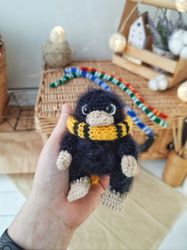 stuffed baby niffler from the movie fantastic beasts decor.  scamander fantasy creature best friend gift .dark academia