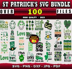 100 st patrick's svg bundle - svg, png, dxf, eps, pdf files for print and cricut