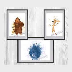 open season disney set art print digital files decor nursery room watercolor