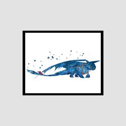 how to train your dragon toothless disney art print digital files decor nursery room watercolor