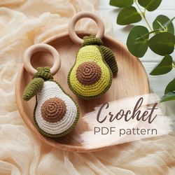 avocado baby rattle crochet pattern - amigurumi soft toy instruction pdf - easy tutorial for beginners