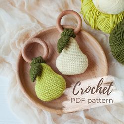 pear baby rattle crochet pattern - new baby soft toy instruction pdf - easy tutorial for beginners