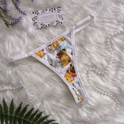 women's thongs and strings pugs print, animalistic print, handmade lingerie to order