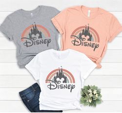 disney rainbow castle shirt, disney vintage ,disney family shirt, disney castle shirt, disney retro shirt.