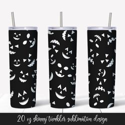 halloween pumpkin faces tumbler sublimation design