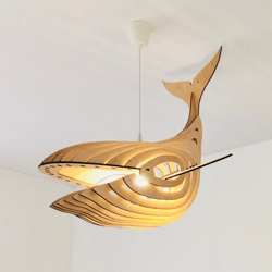 Whale - Ceiling Chandelier. Wooden Pendant Light. Hanging Lamp Fish. Lighting For Children's Room. Nursery Night Light