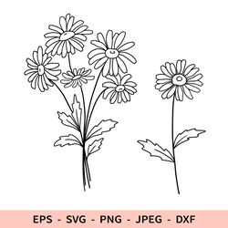 daisy svg outline flowers bouquet file for cricut chamomile dxf for laser cut