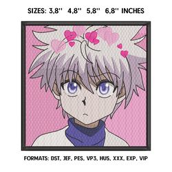 killua zoldyck embroidery design file / hunter x hunter anime embroidery design/ machine embroidery pattern.  pes dst