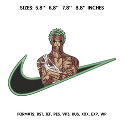 roronoa zoro embroidery design file / one piece anime embroidery design/ machine embroidery pattern. pes dst format