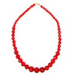 vintage red beads ussr costume jewelry foam plastic 1960s