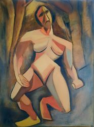 woman nude pablo picasso artwork cubism style copy oil painting