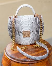 genuine python leather handbag | reptile skin womens bag | snake skin purse