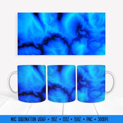 ocean blue mug sublimation design. marble texture mug wrap