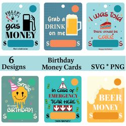 birthday money card png & svg designs | gas money gift card svg | lip balm pouch money holder