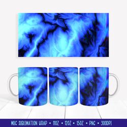 winter blue mug sublimation wrap marble texture mug design