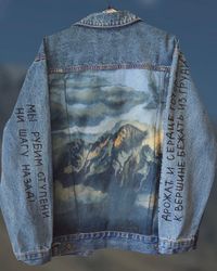 painted jean jacket, hand painted jacket, custom jacket, painted denim, custom jean jacket, hand painted denim