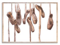 ballerina shoes art print pointe wall art ballet watercolor painting neutral beige and brown wall decor