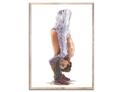 ballerina painting ballet dancer watercolor art print ballerina poses wall art neutral beige and purple