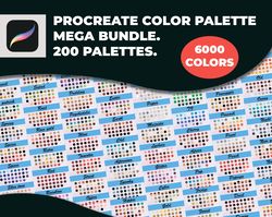 procreate color palette mega bundle. 200 palettes. 6000 colors. procreate ipad color swatches pack. digital download.