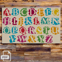 alphabet cross stitch pattern, digital pdf