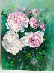 peonies floral oil painting original art