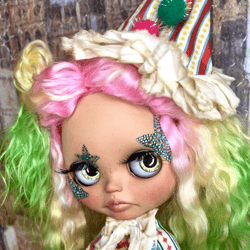 blythe doll clown colorful hair