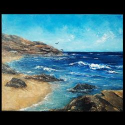 oil painting on canvas "midday surf"