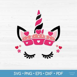 valentine unicorn with cupcakes svg cut file - funny valentines day svg