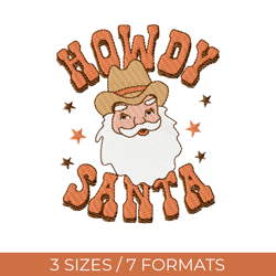 santa, embroidery file, machine embroidery designs, christmas embroidery, cowboy embroidery