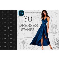 fashion dresses stamps for adobe photoshop