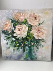 flowers original painting floral art handmade