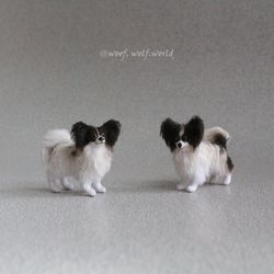 papillon. miniature realistic figurine. custom made crocheted toy. pet portrait. great gift for dog lovers. pet for doll