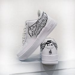 angel wings custom shoes air force, luxury, customization unisex sneakers, gift, white, black, shoes, gift, designer a