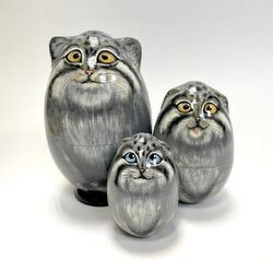 cat manul nesting dolls russian matryoshka nesting dolls with animals matryoshka cat gifts pallas cat otocolobus manul