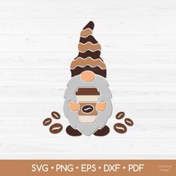 gnome with coffee svg - funny coffee lover svg cut file