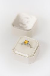 grand leather ring box monogrammed - octagon cover bottom - vintage style handmade monogram engagement wedding proposal