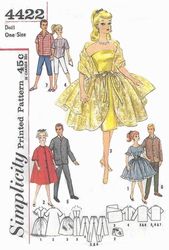 barbie vintage sewing pattern pdf fashion dolls size 11 1/2 inches simplicity-4422