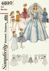 barbie vintage sewing pattern pdf fashion dolls size 11 1/2 inches simplicity-4510