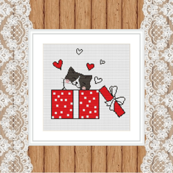 cat cross stitch pattern, easy counted cross stitch chart, animals cross stitch, hoop art, embroidery, kitty xstitch