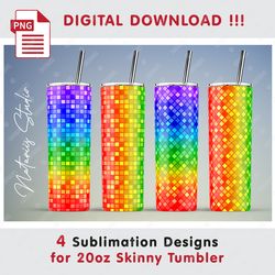 4 mosaic sublimation patterns - 20oz skinny tumbler - full tumbler wrap