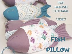 fish pillow soft toy pdf sewing pattern