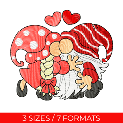 valentines day gnomes,  embroidery design, embroidery file, pes embroidery, jef embroidery, valentine day embroidery