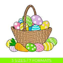 easter basket, easter embroidery design, embroidery file, pes embroidery designs, jef embroidery, easter eggs embroidery
