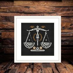 libra cross stitch pattern, horoscop cross stitch chart, animals cross stitch, hoop art, embroidery,  libra xstitch