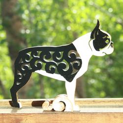 figurine boston terrier, statuette boston terrier made of wood (mdf)