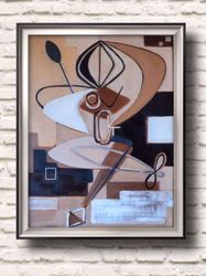 abstract artwork original oil painting cubism style abstract figure