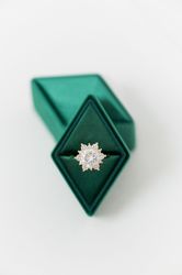 velvet ring box monogrammed vintage style diamond handmade monogram engagement wedding ring proposals styled shoots